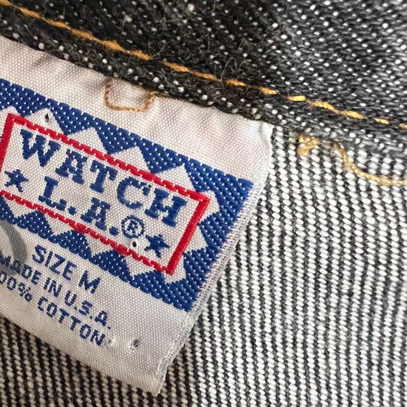 Vintage Watch LA Denim Jacket Jean Black - M - Picture 3 of 5